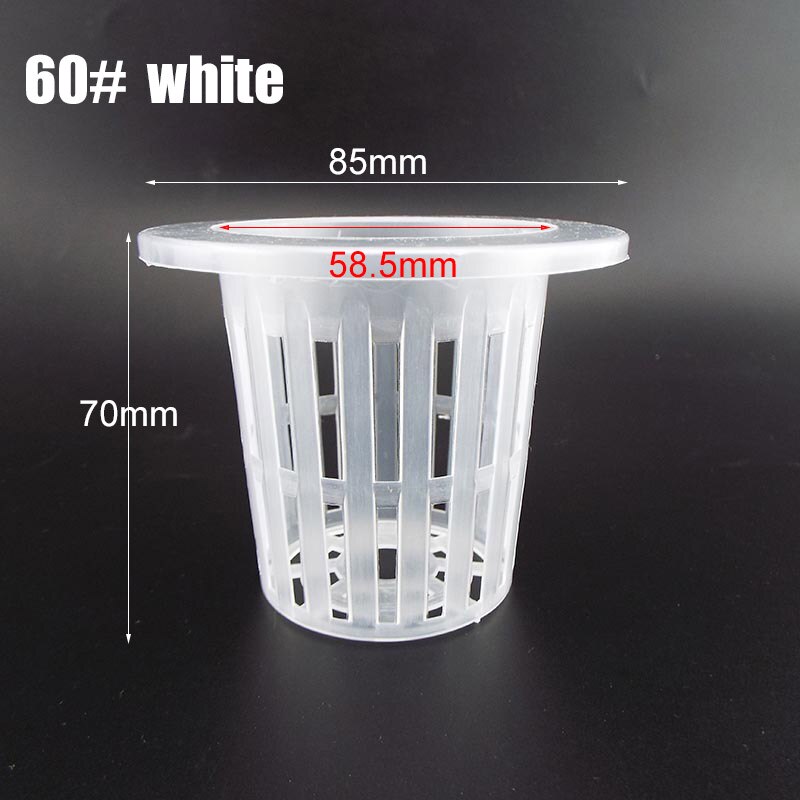 Macetas de malla hidropónica para vivero soporte de cesta de plástico para cultivo de plantas, taza para vivero, plantación de verduras, sin depósito, 50 Uds.: NO.60