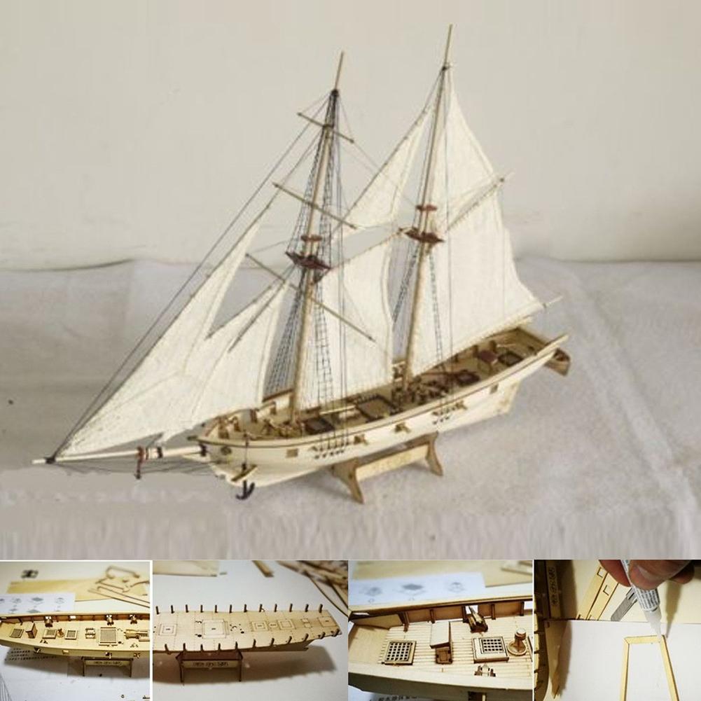 1:100 schaal mini houten zeilboot schip kit boot speelgoed diy model decoratie uitstekend decoratief item