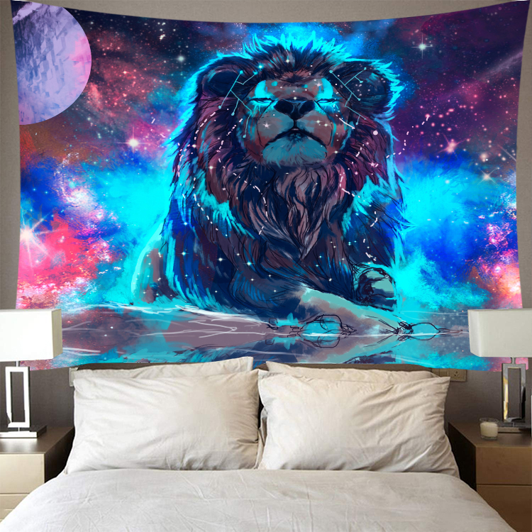 Tapiz para colgar en la pared, tapiz de poliéster con estampado de estrellas y Luna, decoración de pared para el hogar, tapices psicodélicos: A7