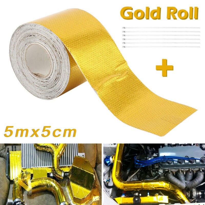 Reflecterende aluminiumfolie tape hitteschild wikkel met /6* bandjes 15  x 2 zelfklevend