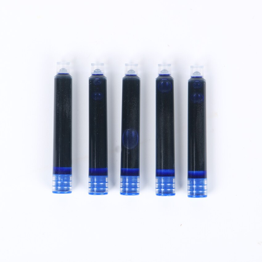 5PCS Disposable Black Blue Business Fountain Pen Ink Refills Universal Replaceable Ink Sac: blue