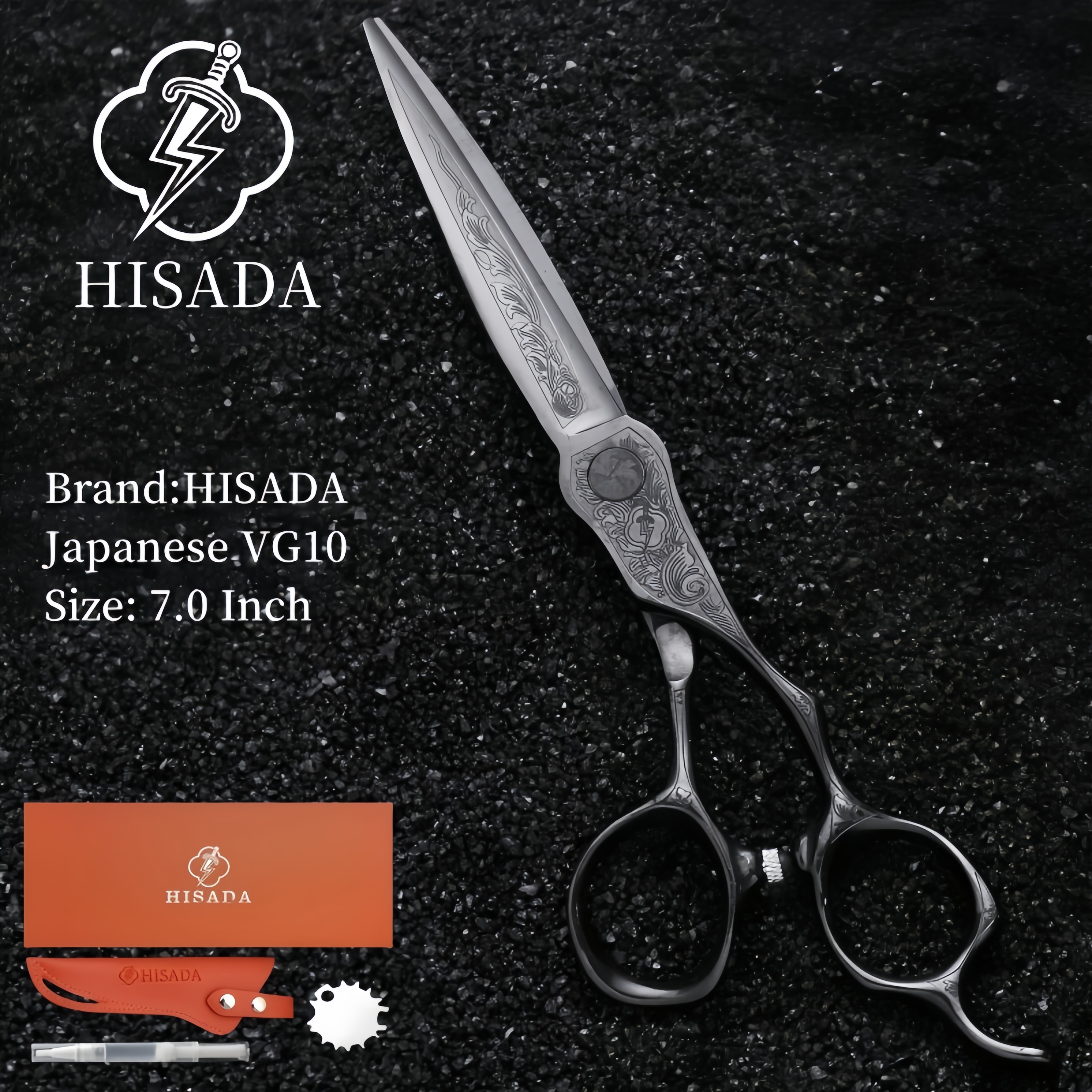 HISADA kappersschaar Japanse handgemaakte VG10 materiaal schaar 6.0/6.5/7.0 inch schaar professionele kappersschaar: Zilver