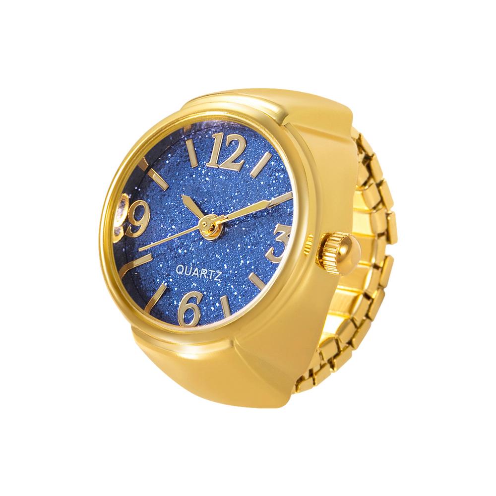 Damen-Ringuhr, verschiedene grafische Zifferblätter, Quarz-Analoguhr, kreatives Edelstahlarmband, coole Quarz-Fingerringuhr: YELLOW