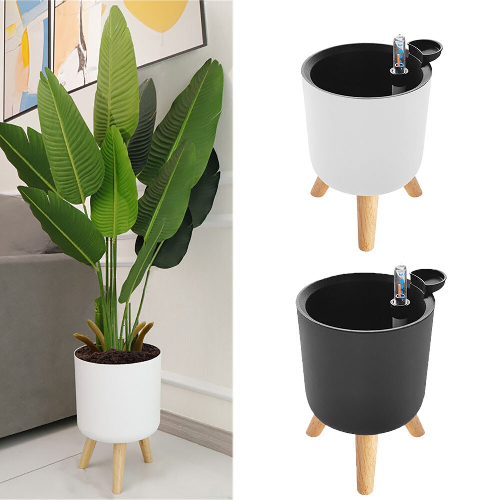 Self Watering Plant Flower Pot with Water Level Indicator Floor Desk Planter Balcony Office Planting Pot Gardening Supplies