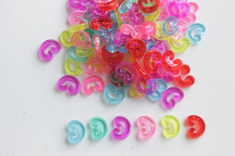 400Pcs Transparante Plastic S C Clips Gemengde Kleur Loom Elastiekjes Voor Diy Armband Kleurrijke Sluitingen Armband Kinderen Sieraden