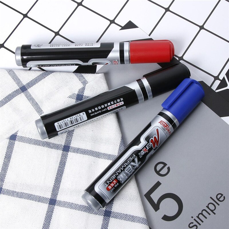 Suuri kapasiteetti musta punainen sininen pysyvä tussi kynä koulutarvikkeet kestävät öljyiset vedenpitävät paperitavaramerkit