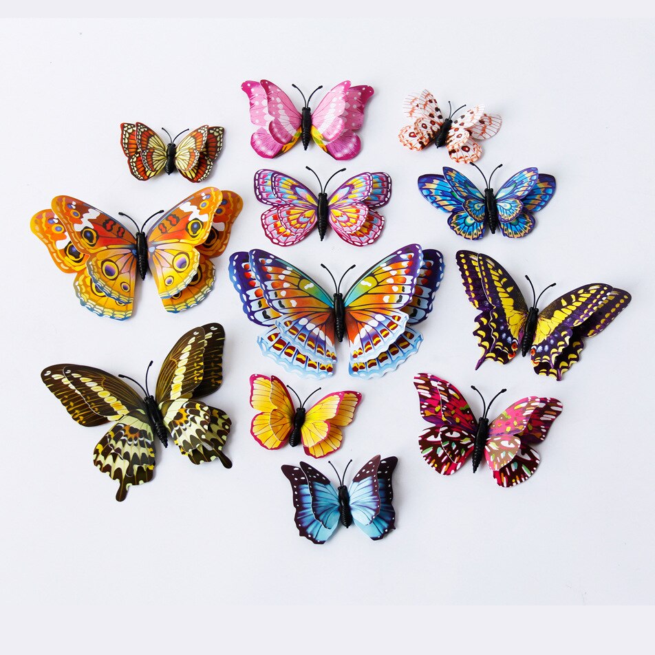 12 pièces lumineux papillon 3d Stickers muraux décorations pour la maison pour chambre salon chambre d'enfants: Default Title