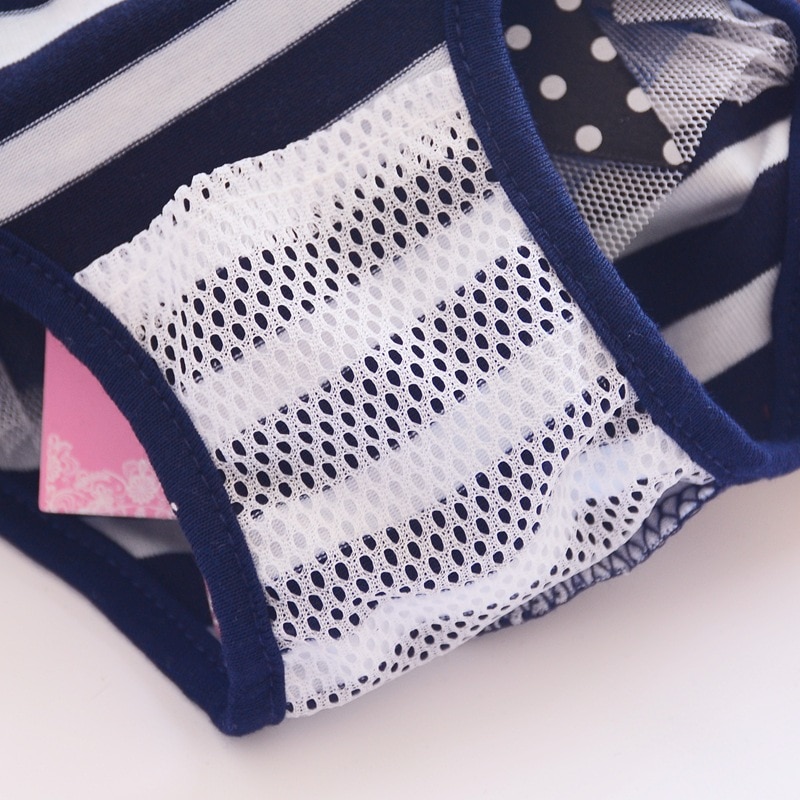 Female Dog Panties Stripe Dog Physiological Pants Girls Dog Short Puppy Lace Underwear Bitch Diaper Sanitary Menstrual Briefs