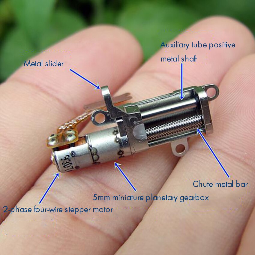 Mini two-phase four-wire 5MM Stepper Motor with Planetary Gearbox, Metal Slide, Precision Ball Bearings Stepping Motor
