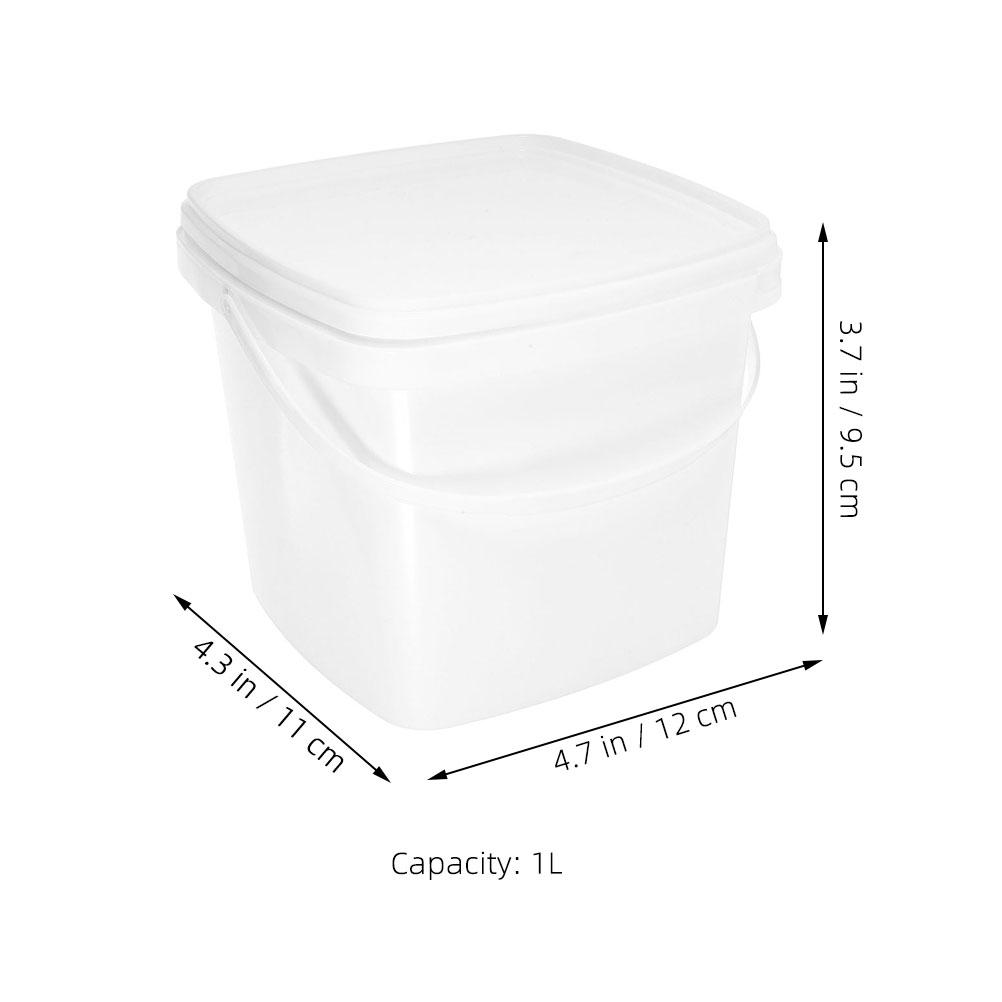1Stck Platz Kunststoff Eimer 1L Lebensmittel Klasse Griff Deckel für Wohnheim Wasser Behälter Lagerung Mehrzweck Eimer Kunststoff: Weiß
