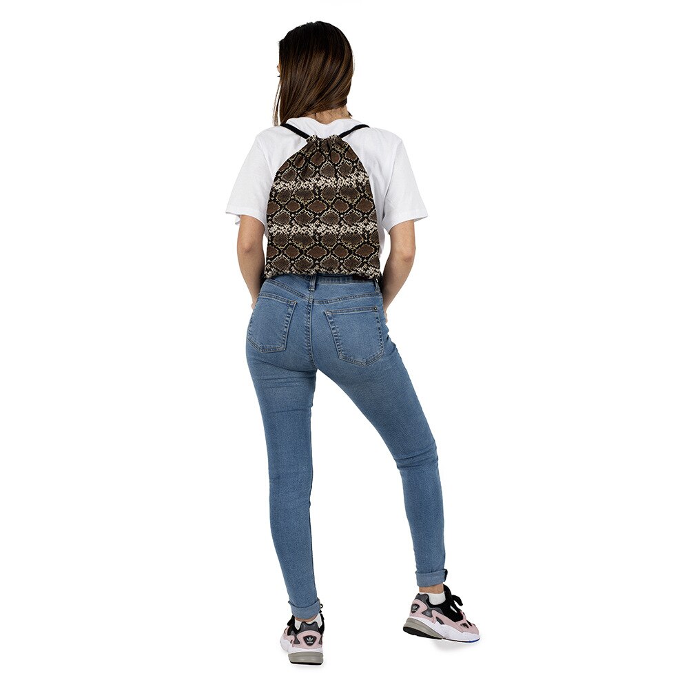Bundel zak touw tas print slangenhuid patroon trekkoord rugzak dames heren dagelijks casual meisjes mochila knapzak vrouwelijk