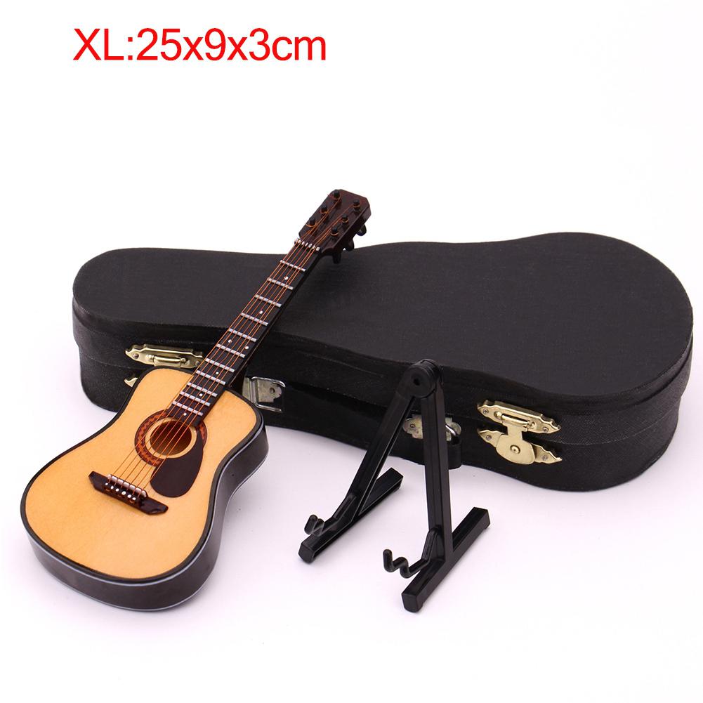 Mini fuld vinkel folk guitar guitar miniaturemodel træ mini musikinstrument model samling: Xl 25cm
