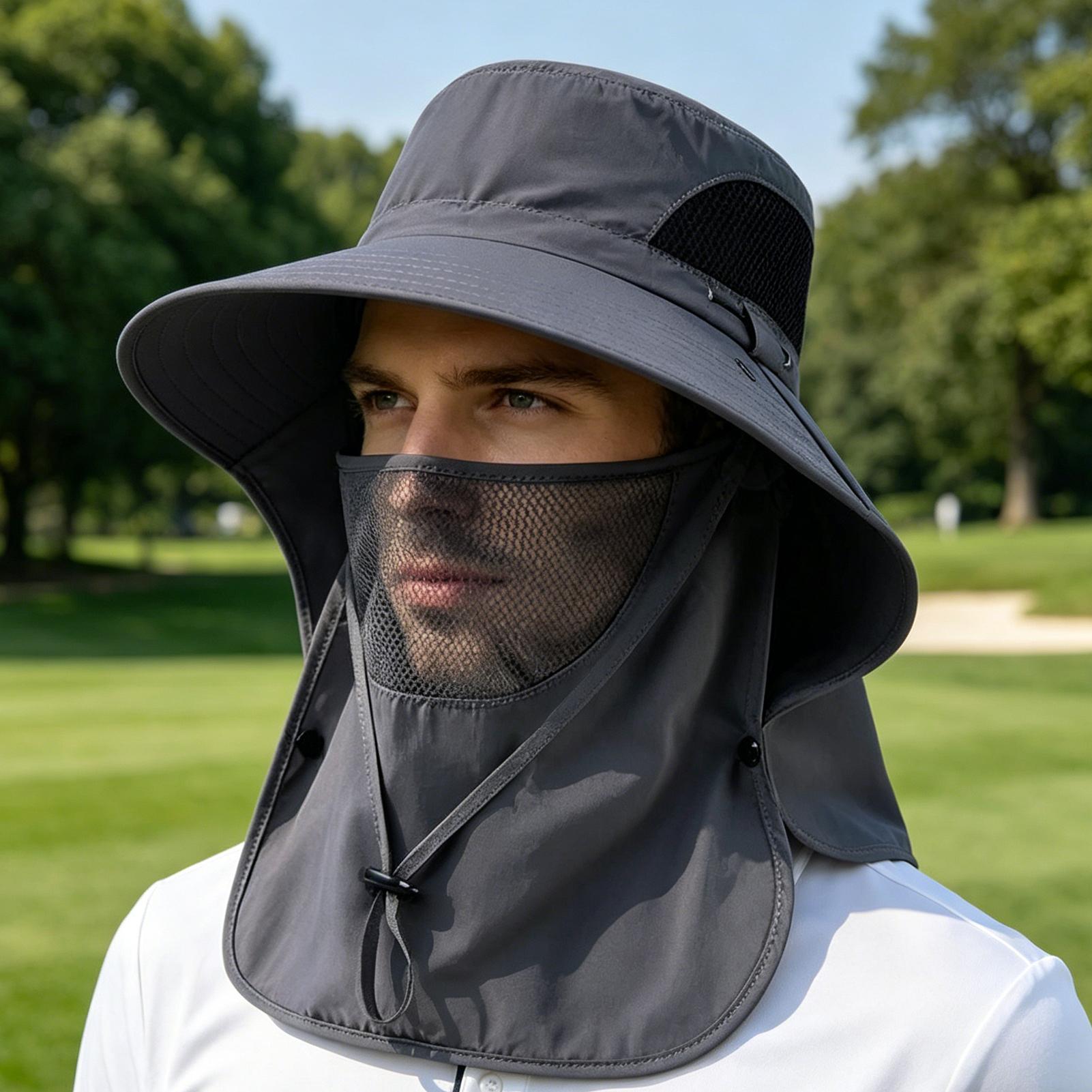 Fishing Hat Breathable Wide Brim Waterproof Sunhat Cap Sun Cap with Neck Flap for Hiking Camping Gardening Cycling Mountain