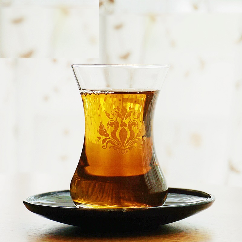 Juldekorationer för hem turkiet importer glas kaffekopp svart te kopp te set dryck kopp med fat set hushållssked