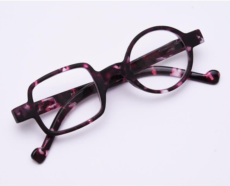 CUBOJUE Transparent Glasses Women Men Ultra-light Non-prescription Eyeglasses Frame One Round One Square Clear Lens: purple tortoise