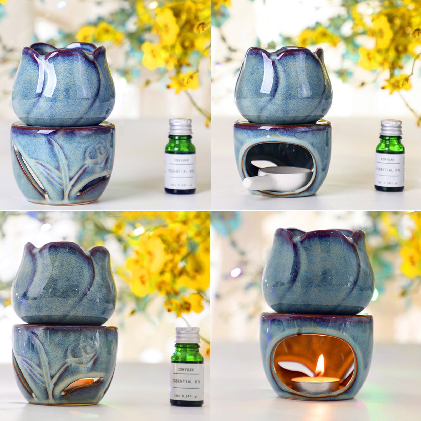 Tulip Incense Burner Aroma Diffuser Ceramic Fragrance Oil Diffuser Incense Burner Resin Incense Holder Home Decor