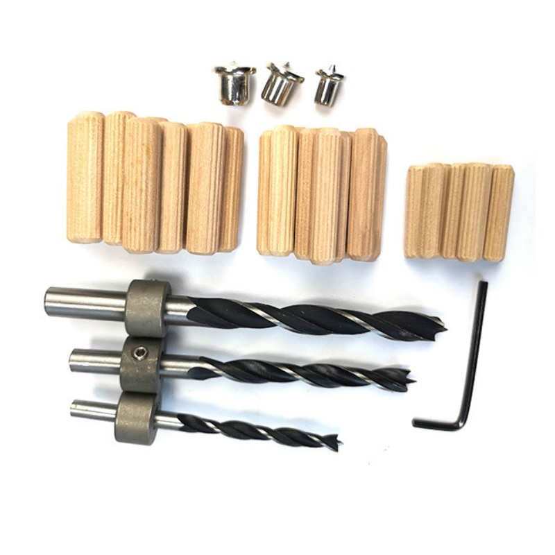 41pcs/set Drill Guide Kit Dowel Bit Set Jig 6mm 8mm 10mm E,L,T Joints Alignment Pins Doweling Jig Hole Saw Tools