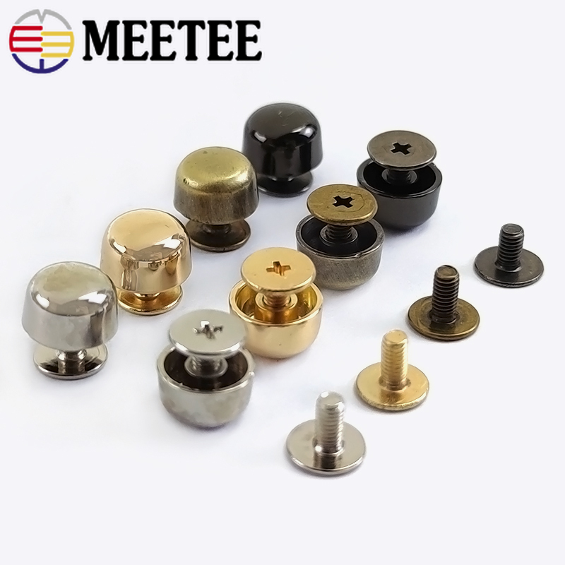 20pcs Meetee Rivets Nails for Bag Hardware Handbag Decorative Studs Button Nail Metal Buckles Clasp Snap Hook DIY Leather Craft