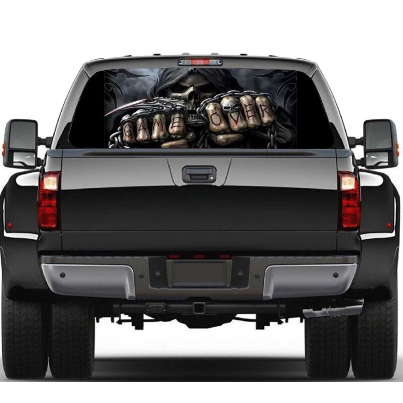 Evil Skeleton for Truck Jeep Suv Pickup 3D Rear Windshield Decal Sticker Decor Rear Window Glass Poster 57.9 x 18.1 Inch