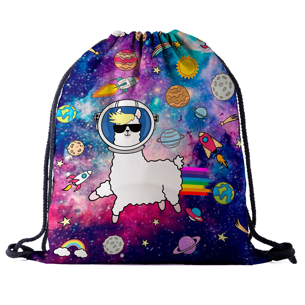 Rugzak trekkoordtas 3d print alpaca dames heren dagelijks casual meisjes mochila knapzak vrouwelijk bundel zak touw tassen