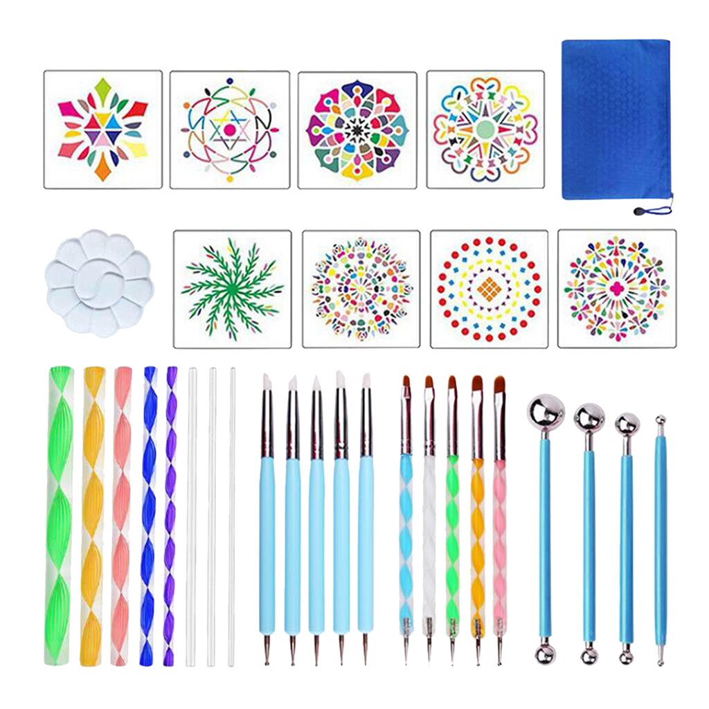 32pcs Mandala Dotting Tools Set Painting Stencils Rocks Template Set for Painting Rocks DIY Nail Art Craft Drawing Handwork
