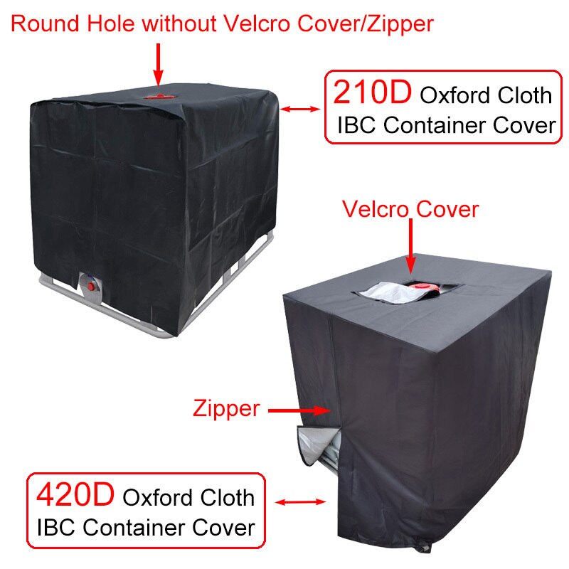 Black 210D/420D Oxford Water Tank Protector for 1000 Liters IBC Container Outdoor Waterproof Sunscreen IBC Tank Cover