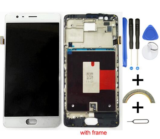 Oneplus 3T Lcd Touch Screen 100% Fhd 5.5 "Digitizer Vergadering Vervanging Accessoire Voor Oneplus3 A3010 A3000 drie: white with frame 3