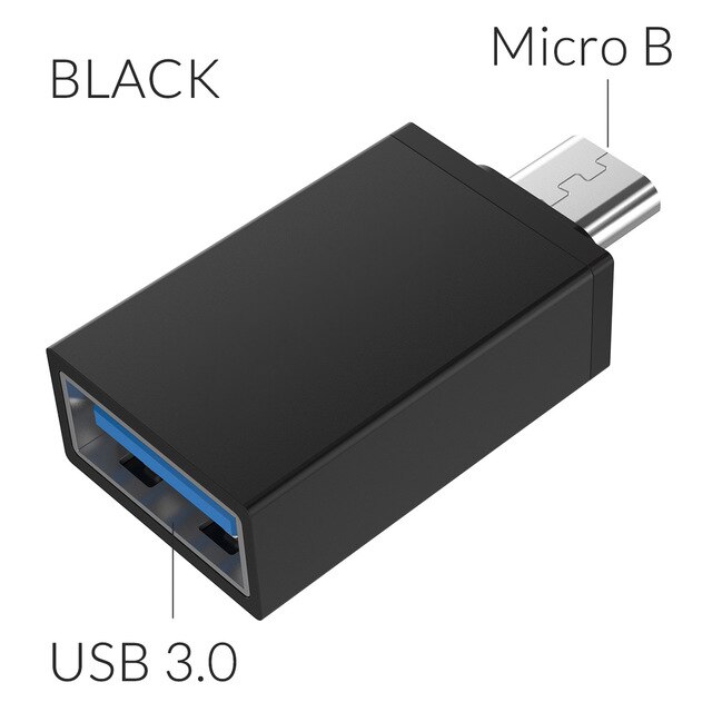 Micro USB a USB, adattatore Micro USB 3.0 OTG On The Go adattatore Micro USB maschio a USB femmina compatibile con Samsung S7 S6 Edge S4: Black