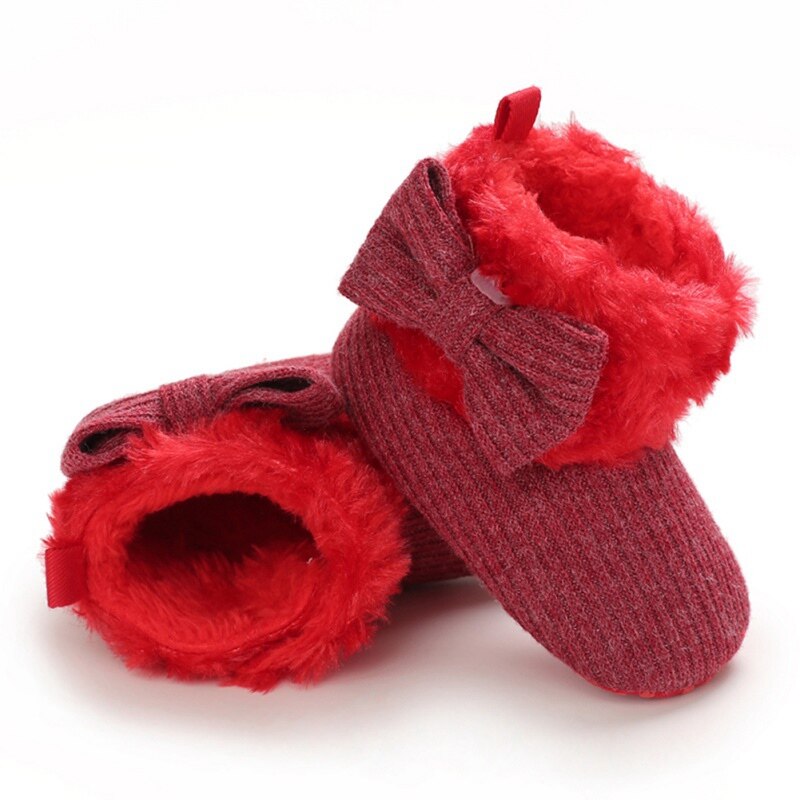 Winter Warm First Walkers Baby Ankle Snow Boots Infant Crochet Knit Fleece Baby Shoes For Boys Girls