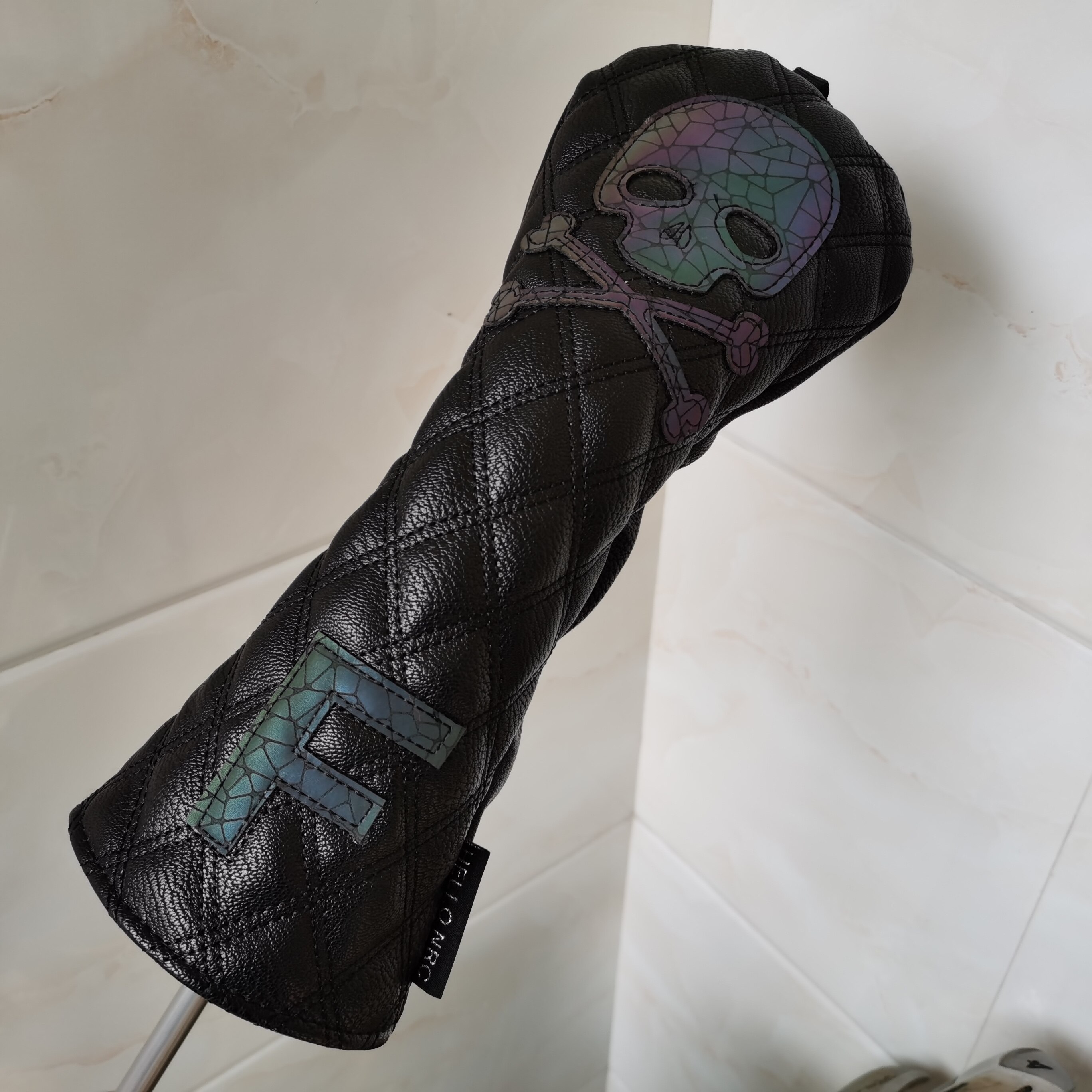 PU Leather Golf Wood Headcovers SKULL For Driver Fairways Rescue Golf Club Head Covers WHITE&amp;BLACK