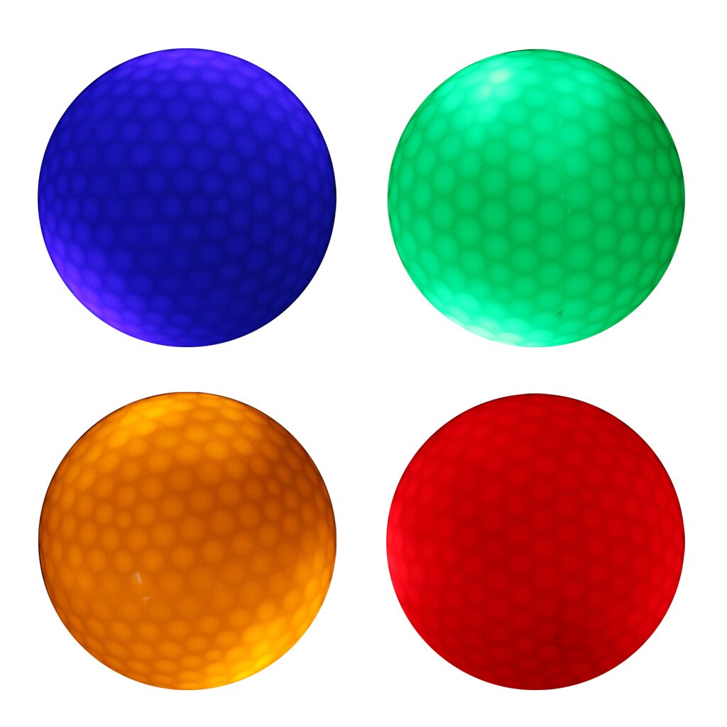 Night Golfing LED Light Up Golf Balls Official Size Double Layer, 4Pcs