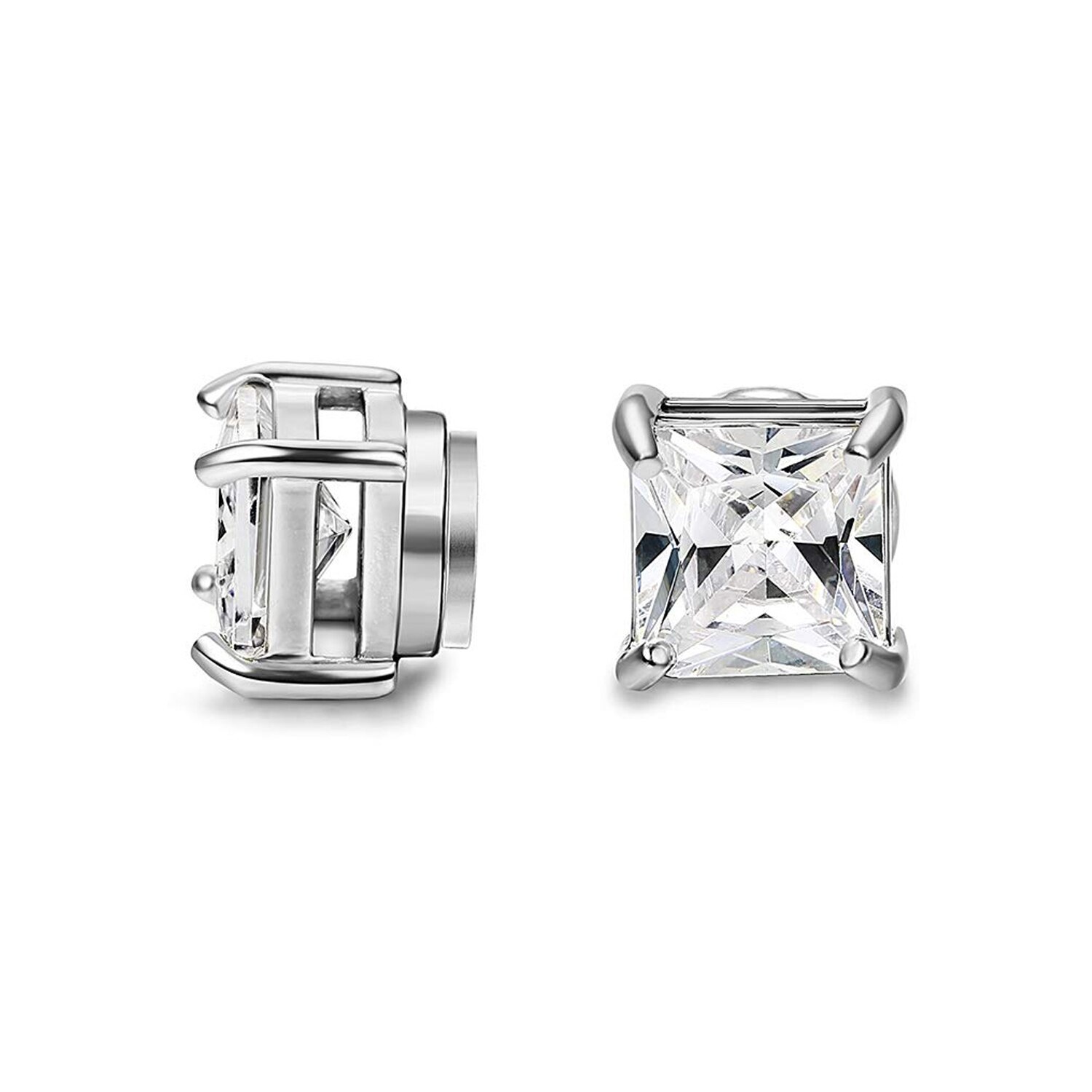 6 pairs magnetic stud earring for men women round square cz magnet non pierced clip on earrings set 6mm 8mm: 1 pair-style d / 6mm