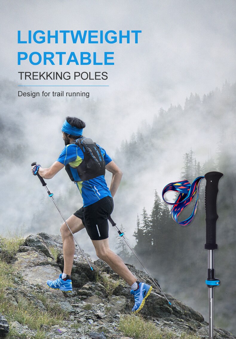 AONIJIE-Bastones plegables ligeros para caminar, bastones de Trekking de fibra de carbono, para senderismo al aire libre, 3 secciones