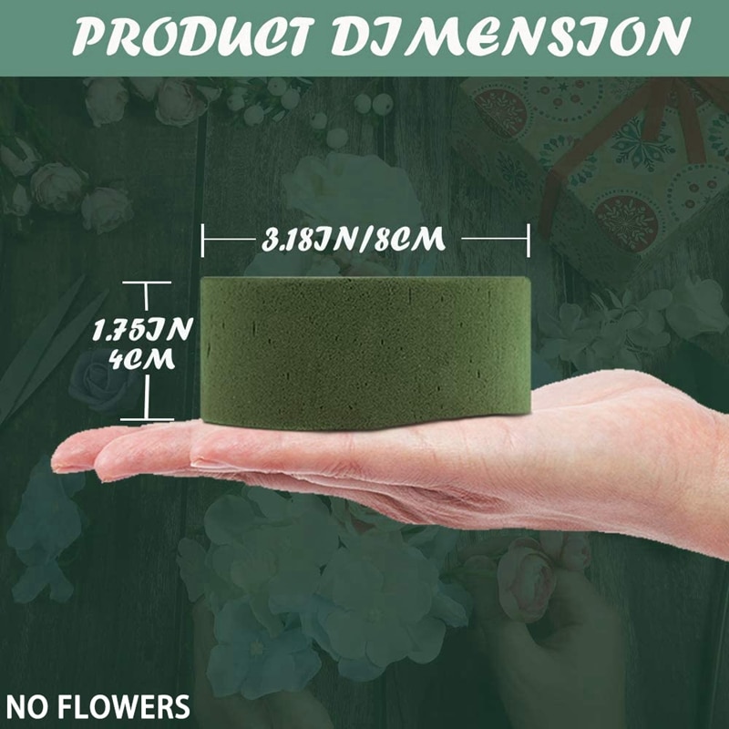 15 st blommigt skum, runda torrblommiga skumblock, blomlergröna frigolitblock för konstgjorda blommor