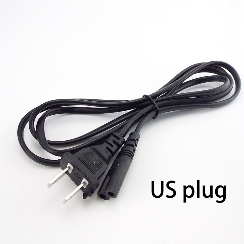 2-Prong Pin Lead Wire connecter EU US Power Supply Cable plug electrical line wire 1.4M 2ft AC Power adapter extension Cord