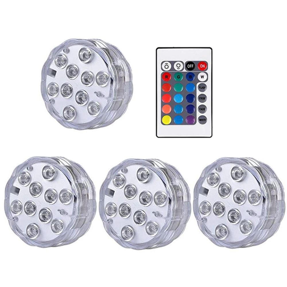 10 Led Remote Controlled RGB Submersible Light Battery Operated Underwater Night Lamp Outdoor Vase Bowl Garden Party Decoration: Type3