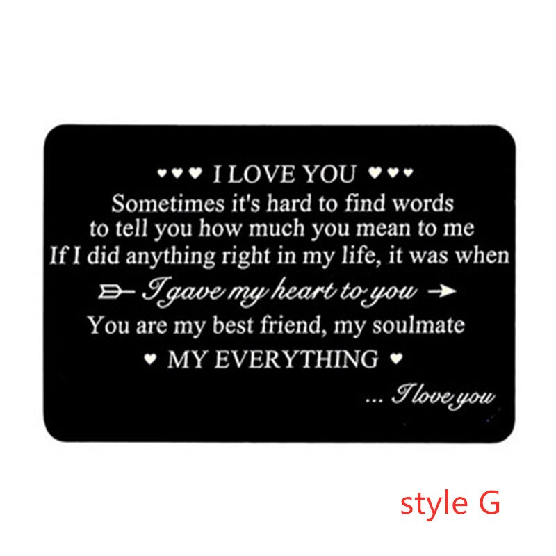 Year Love Note Boyfriend Engraved Wallet Cards Inserts Anniversary party favors Christmas for Husband Men: G