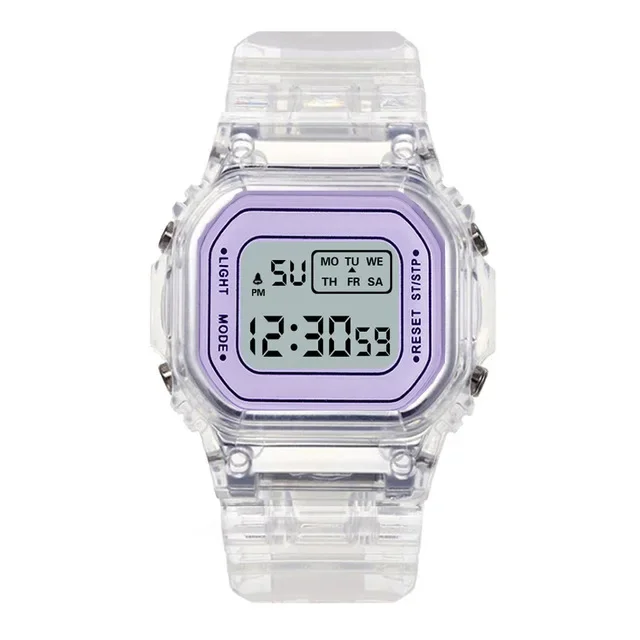 Elektronische Kinderuhren, Farbe, leuchtendes Zifferblatt, wasserdicht, multifunktional, nachtleuchtender Wecker, Uhr für Jungen und Mädchen: Rosa