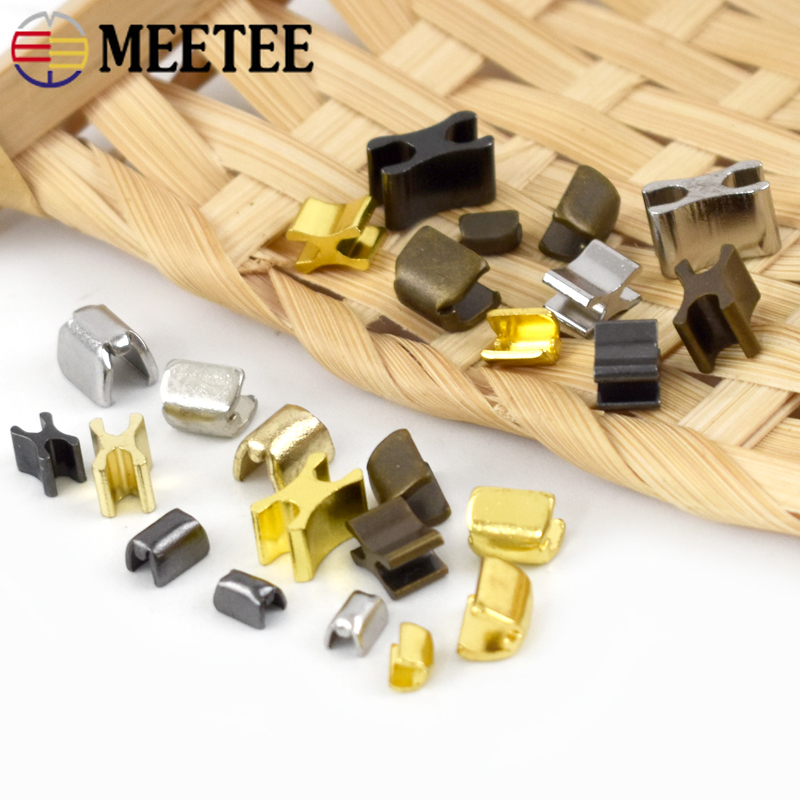 20/50/100Sets Meetee 3# 5# 8# 10# Metal Zipper Stopper U Code Non-slip Tail Stop Garment Zip Repair Kit DIY Sewing Accessories