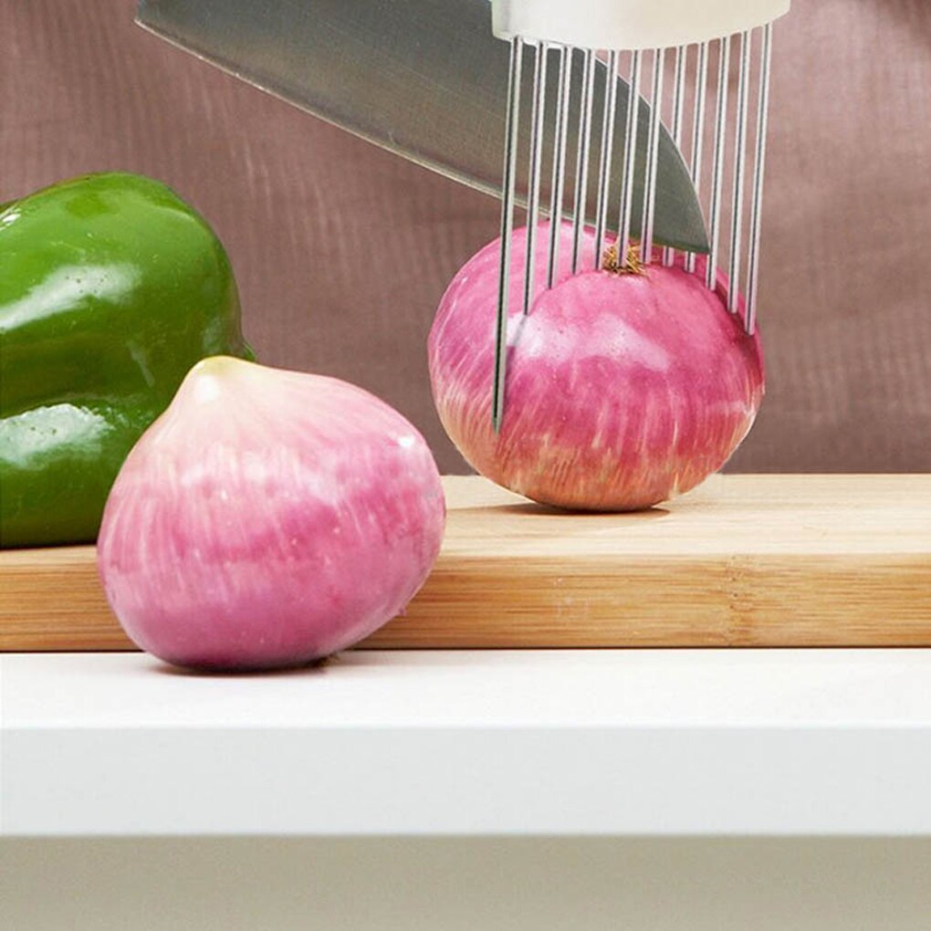 1PC Neue Küche Spielereien Zwiebel Schneidemaschine Tomaten Gemüse Sicher Gabel Gemüse Schneiden Schneiden Werkzeuge