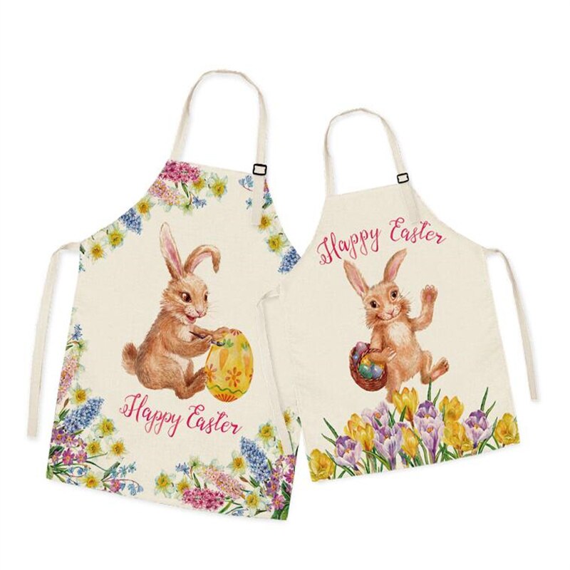 2022 Easter Family Matching Aprons Spring Floral Mom and Me Girl Lady Household for Kitchen Waterproof Baking: style 9