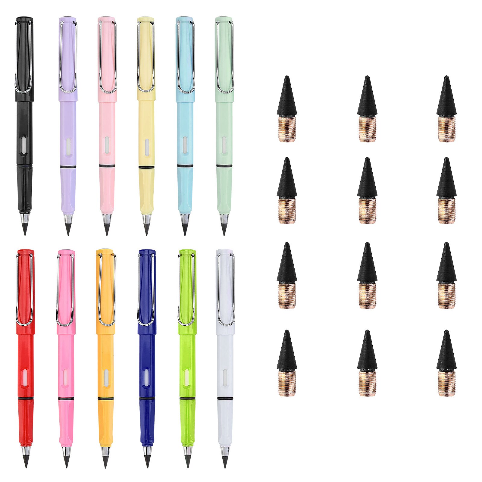 6PCS Inkless Pencil Removable Pen Nib Everlasting Pencil Signing Pen for Beginner Student Sketching Drawing