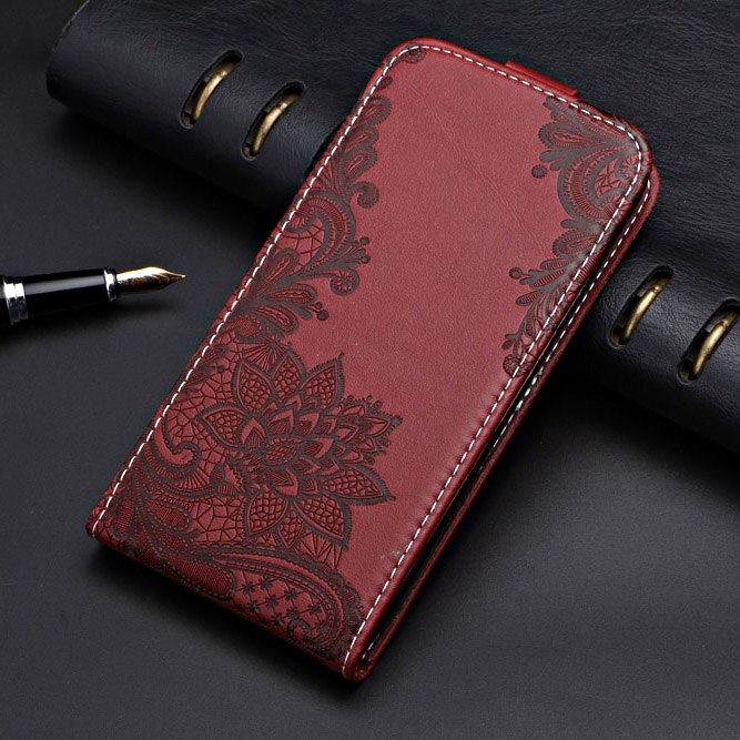 Leather Vintage Flip Case For Samsung Galaxy J3 ) J310 J320 Cover PU Leather Plain Cute Phone Bag Fundas: lace winered