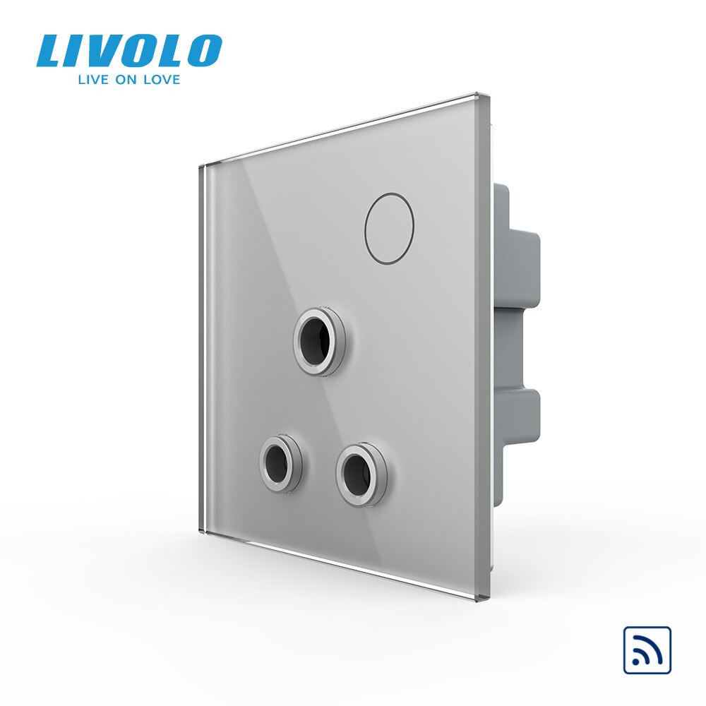 Livolo UK standard 15A Wall Power Socket, Touch Function Control, Ground Wires Link, 220-250V, Remote Control: Grey Remote