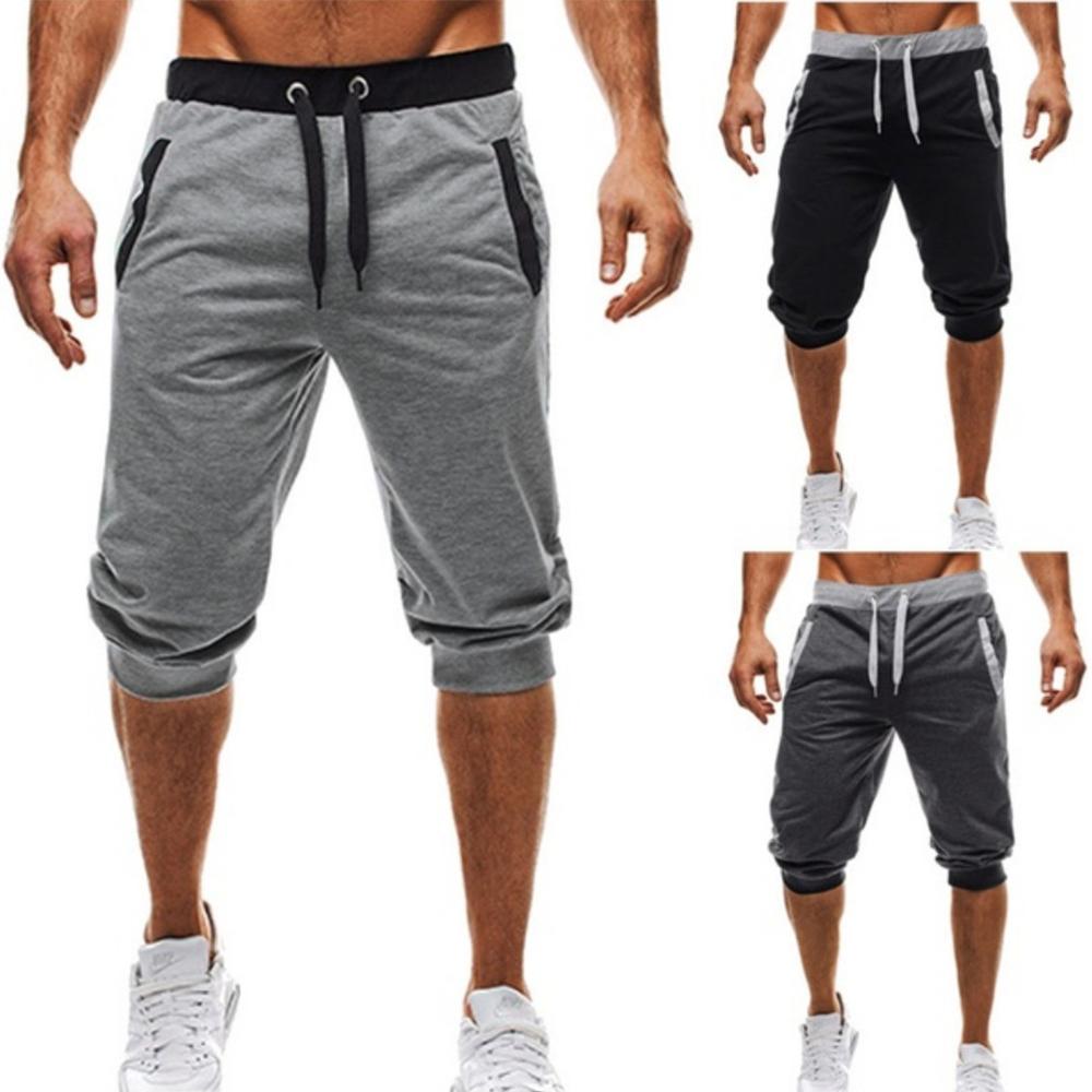 Shorts mænd sommer fritid knælange shorts farve patchwork joggers korte sweatpants bukser mænd bermuda shorts