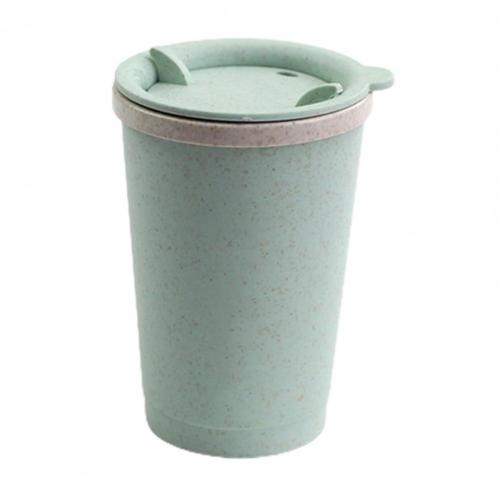 1PC Mug Leakproof Double-wall Insulation Wheat Fiber Straw Coffee Cup for Travel Coffee Mug Tea Mugs cup: Green