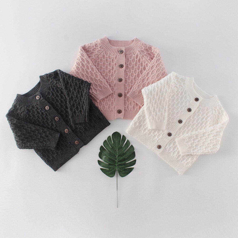Baby Meisjes Winter Trui Jas Knit Bloemen Print Lange Mouwen Single Breasted Warm Outfits