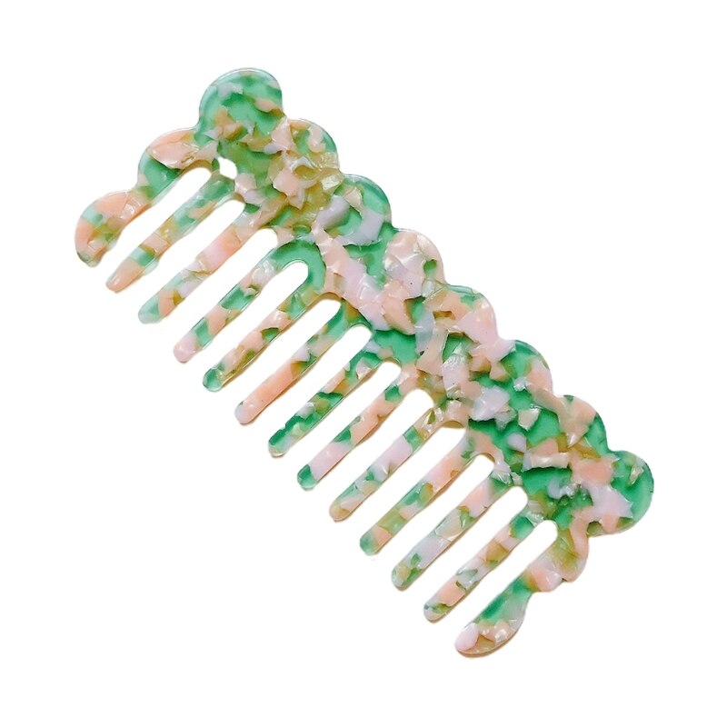 Cellulose Acetate Wide Tooth Pocket Hair Comb Colorful Marble Stone Leopard Print Wavy Trim Detangling Hairbush Hairdressing Too