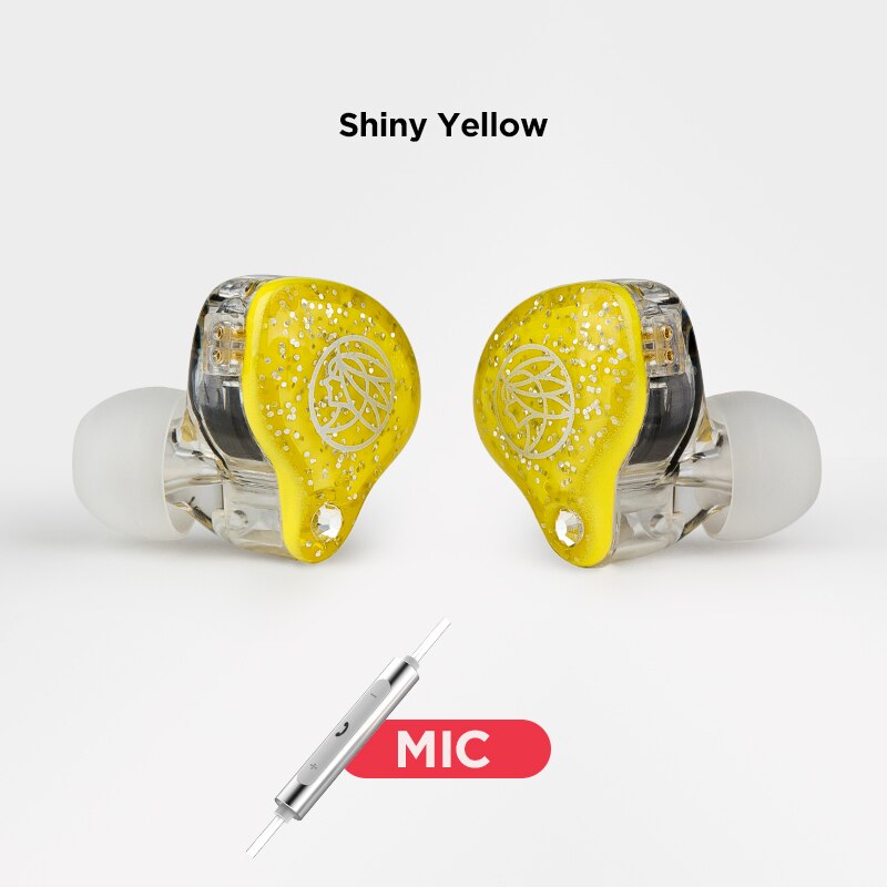 TFZ Live 1 wired earphones Monitor hifi 3.5mm 0.78m cable headset Active Noice Cancelling Detachable earbuds with mic for phone: 006Shiny Yellow-MIC