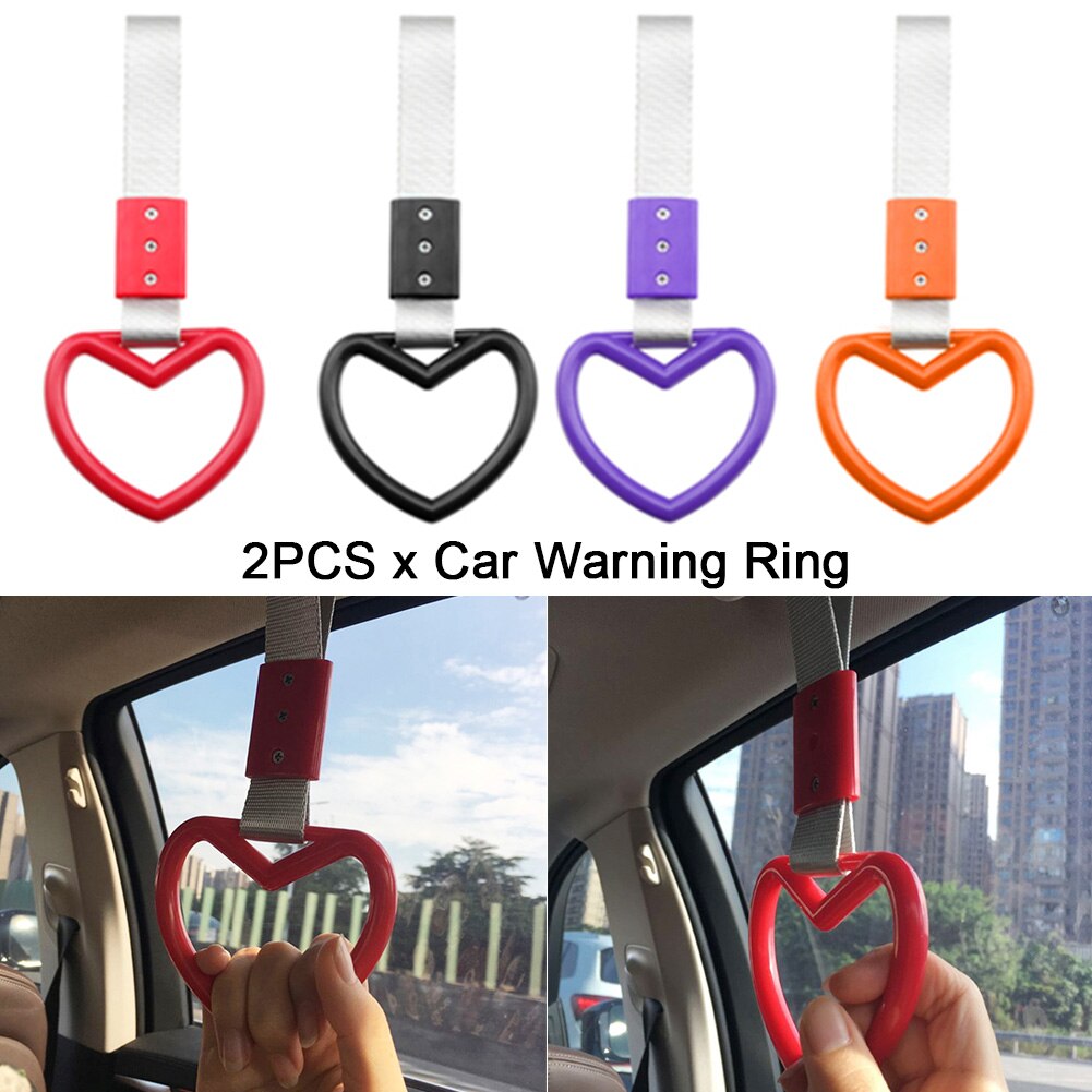 2pcs Car Warning Ring Easy Install JDM Tsurikawa Replacement Parts Drift Charm Rear Bumper Styling Heart Shape